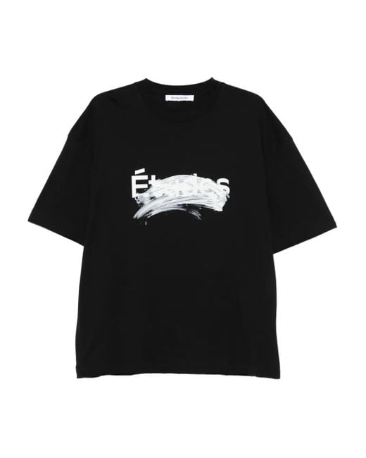 Etudes Studio Black Smudged-Logo Organic Cotton T-Shirt for men