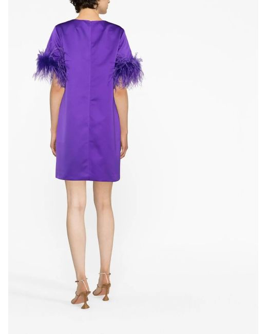 P.A.R.O.S.H. Purple Feathered Mini Dress