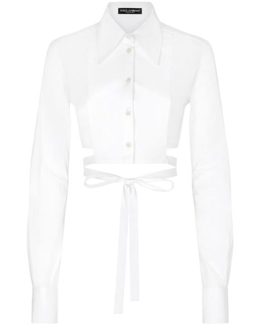 Dolce & Gabbana White Cropped-Hemd