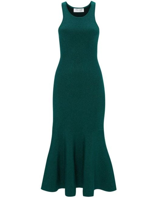 Victoria Beckham Green Vb Body Sleeveless Dress