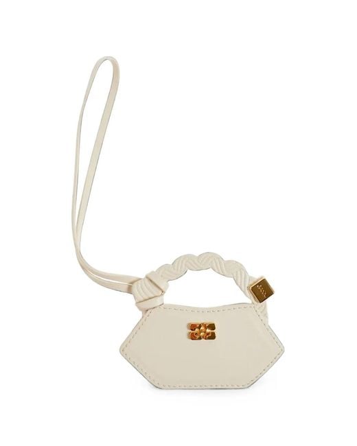 Ganni White Bou Nano Braided-Handle Charm