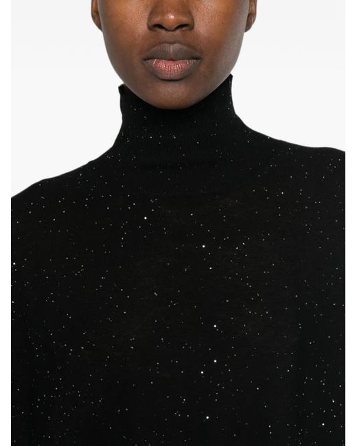 Fabiana Filippi Black Sequin-Embellished Roll-Neck Sweater
