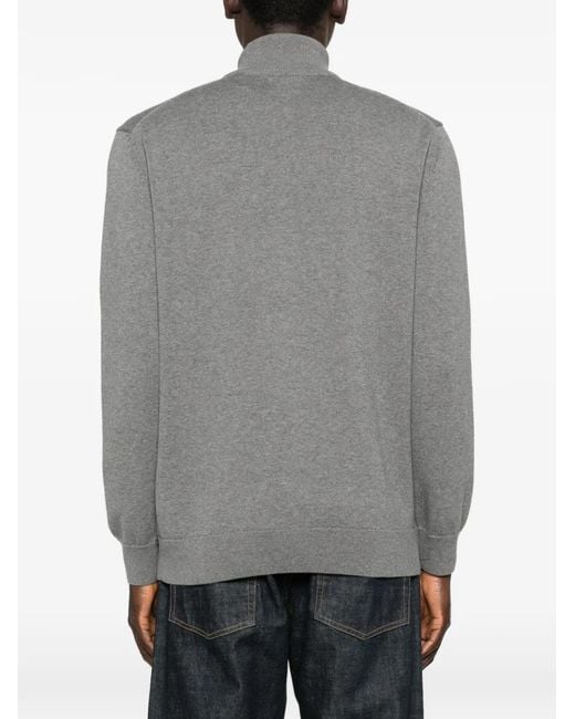 Gant Gray Zip-Up Cotton Cardigan for men