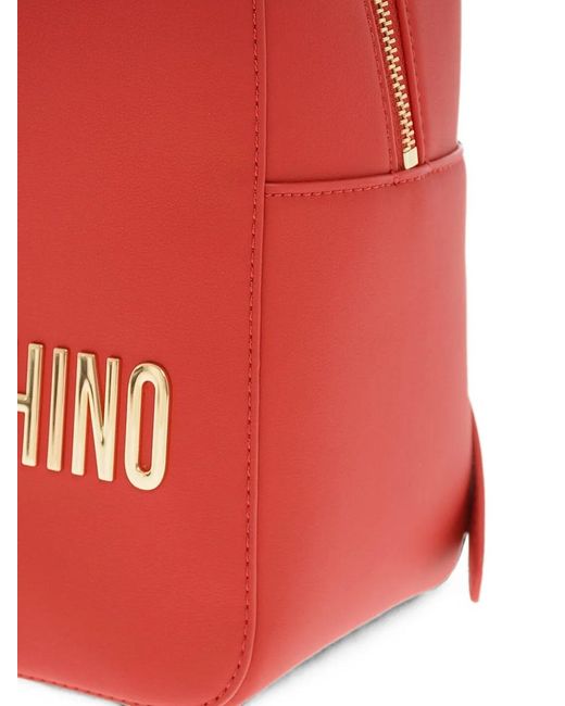 Moschino Red Love Logo-Lettering Backpack