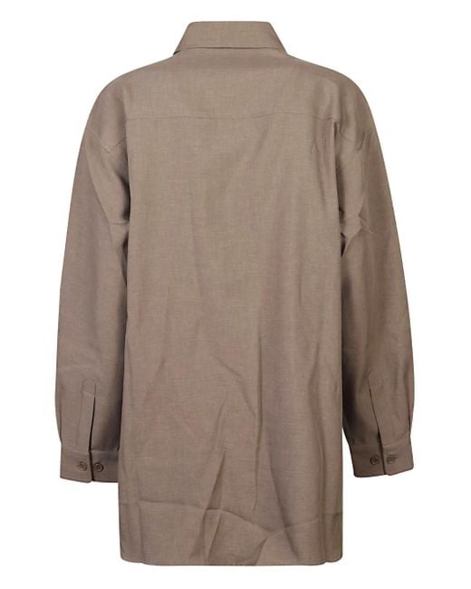 Frankie Shop Brown Double-Pocket Button-Down Shirt