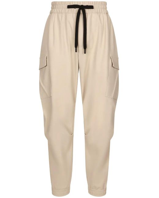 Dolce & Gabbana Natural Logo-Patch Drawstring Track Pants for men