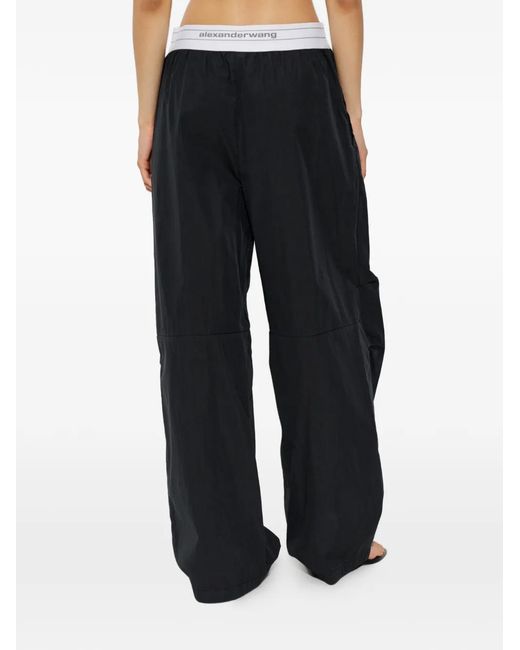 Alexander Wang Black Logo-Waistband Cotton Track Pants