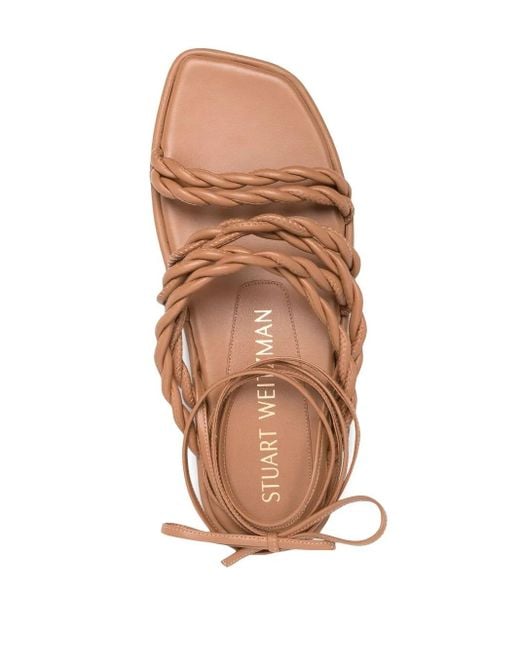 Stuart Weitzman Brown Braided Strap Sandals