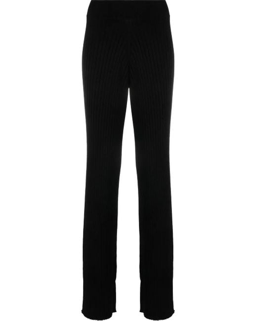 Fabiana Filippi Black Ribbed-Knit Flared Trousers