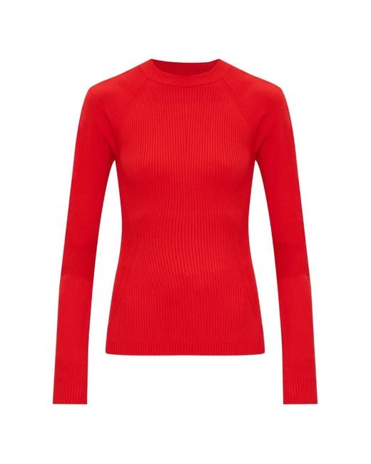Moncler Red Logo Ribbed Top