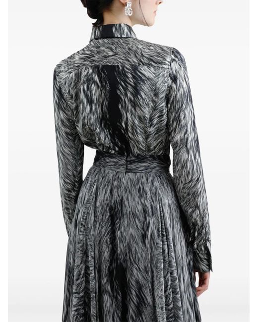 Dolce & Gabbana Gray Graphic-Print Midi Skirt