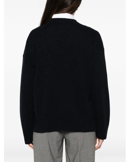 Peserico Black V-Neck Ribbed-Trim Jumper