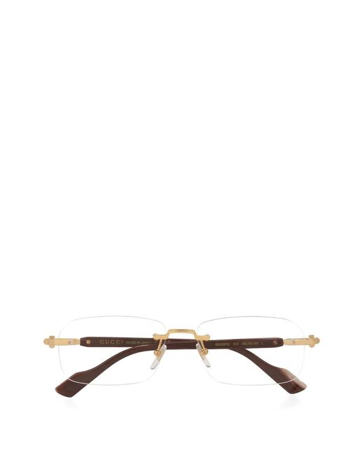Gucci White Rimless Square-Frame Glasses for men