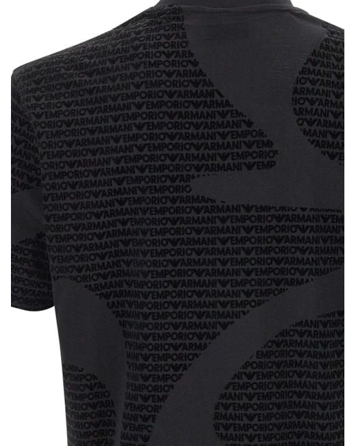 Camiseta con logo estampado Emporio Armani de hombre de color Black