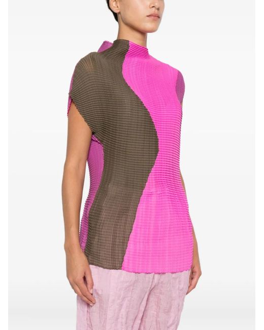 Issey Miyake Pink Pleated Panel Top