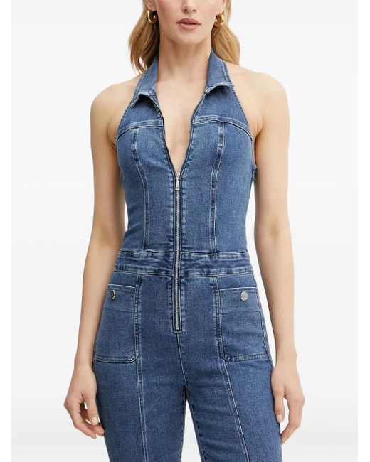 Guess Jumpsuit Met Halternek En Rits in het Blue