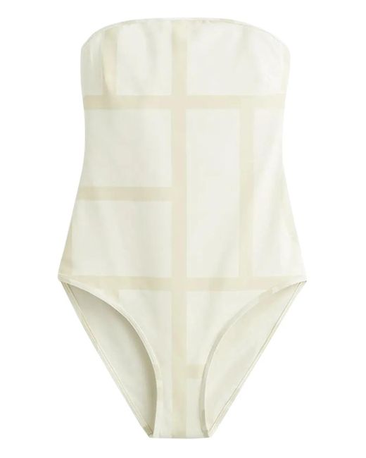 Totême  White Schulterfreier Badeanzug Mit Monogramm