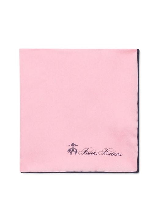 Brooks Brothers Pink Silk Plain Pocket Square for men