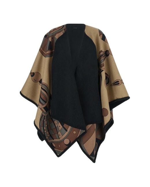 Ferragamo Black Geometric-Print Cape