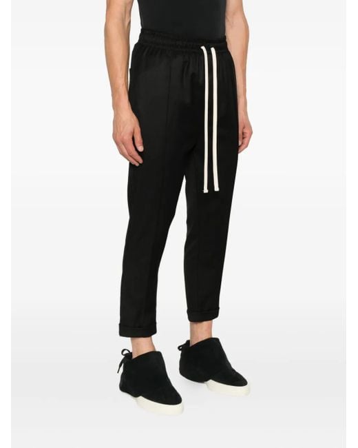 Hamza Black Drawstring Cuffed Trousers for men