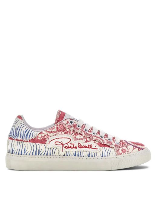 Roberto Cavalli Pink Bandana-Print Sneakers