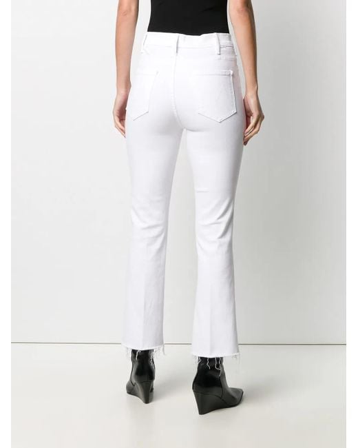 Mother White The Hustler Ankle Fray Jeans