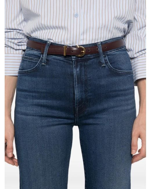 Mother Blue Kick It Zip-Up Straight-Leg Jeans