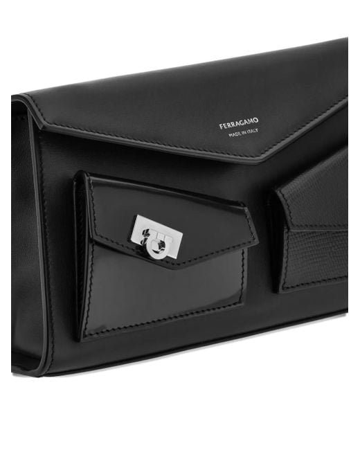 Ferragamo Black Mini Hug Schultertasche