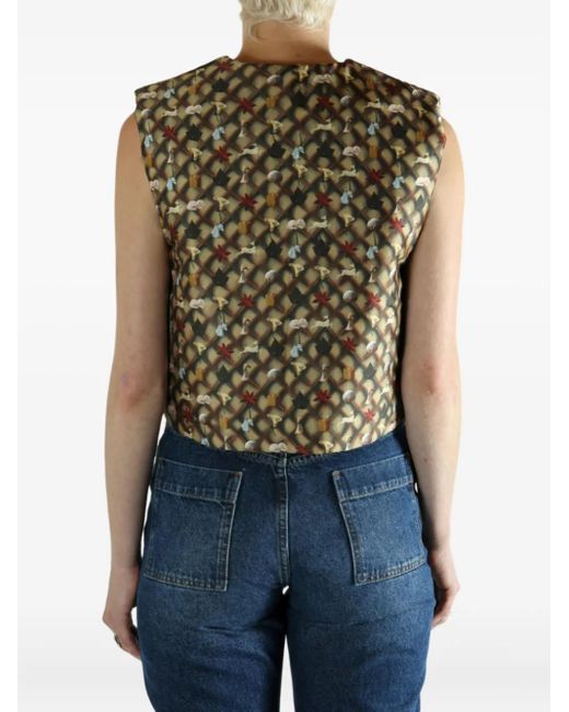YASSMIN SALEH Metallic Round-Neck Top
