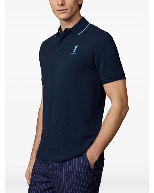 Hackett Blue Heritage Nbr Tipped Polo Shirt for men