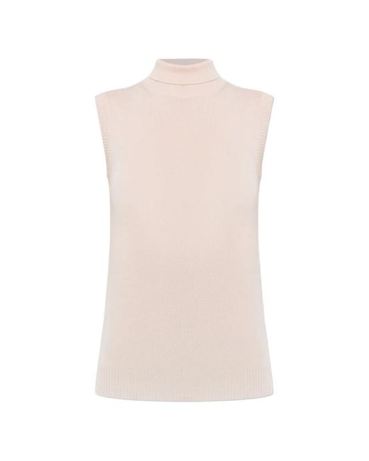 Sportmax White Eschimo Roll-Neck Sleeveless Sweater