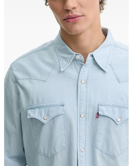 Levi's Blue Chest-Pocket Denim Shirt for men