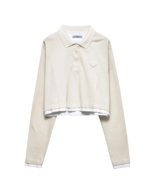 Prada White Poloshirt Aus Jersey