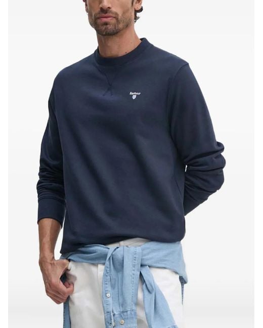 Barbour Blue Beckhill Embroidered Crew-Neck Sweatshirt for men