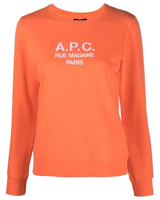 A.P.C. Orange Sweat À Logo Brodé