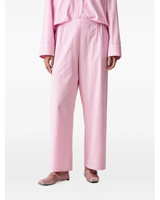Sleeper Pink Gingham Floral-Appliqué Pajama Top