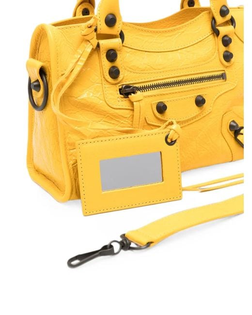 Balenciaga Yellow Mini Le City Leather Tote Bag