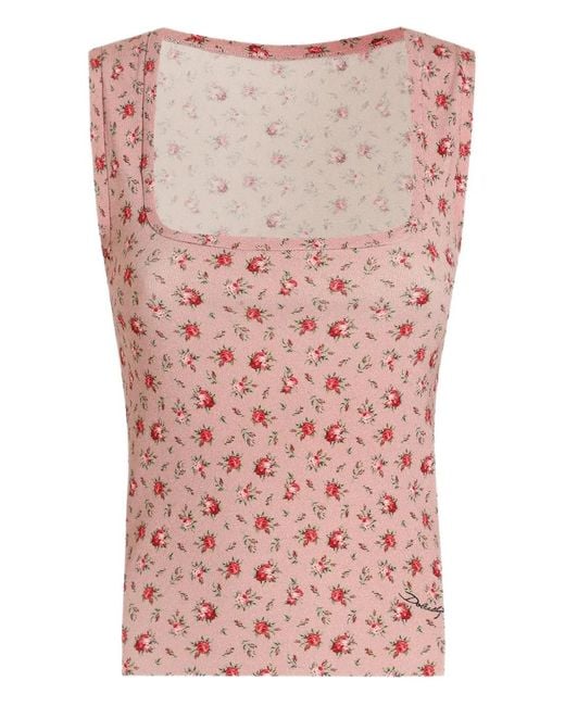 Dolce & Gabbana Pink Floral-Print Tank Top
