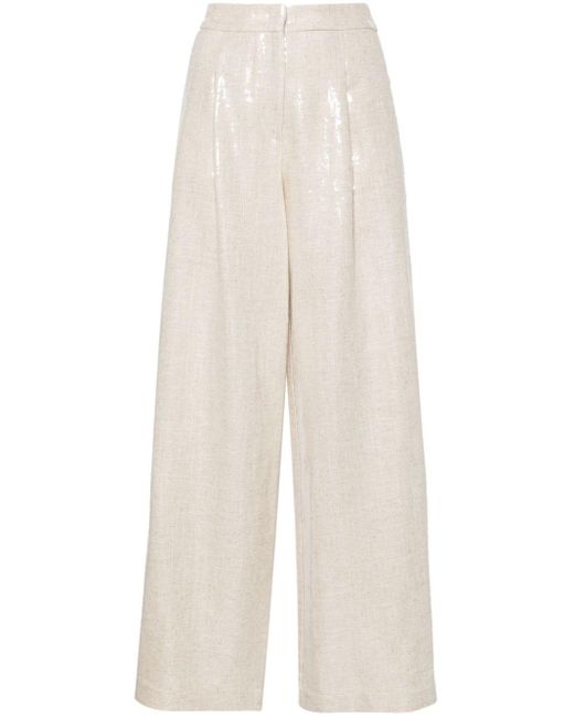 Pantalones palazzo con lentejuelas FEDERICA TOSI de color White