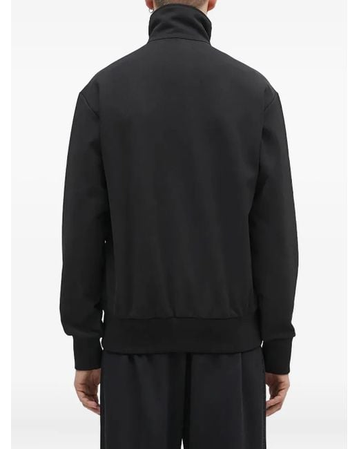 Adidas Black Three-Stripe Detail Zip-Up Sweatshirt for men