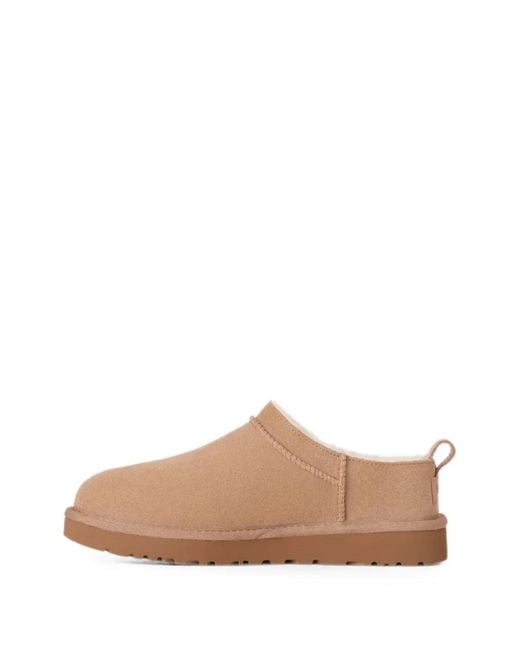 Ugg Brown Micro Logo-Patch Slip-On Boots
