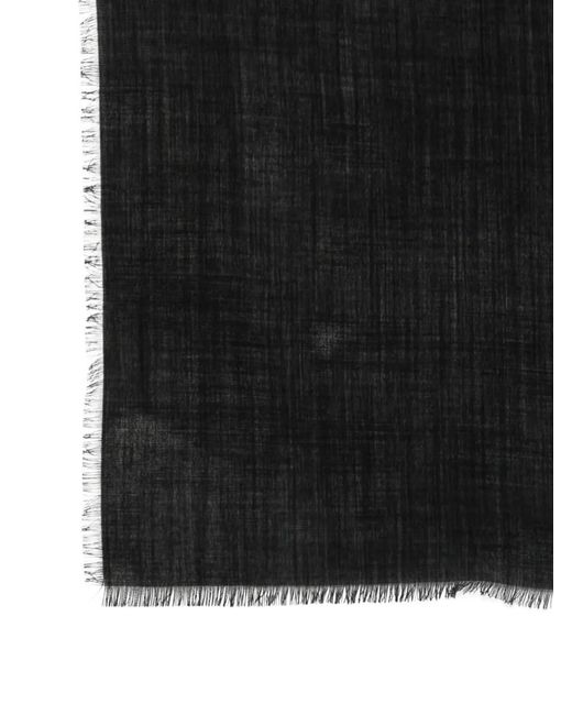 Rier Black Frayed-Edge Scarf for men