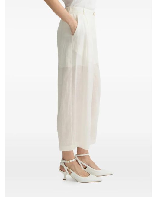 Liu Jo White Ramie Trousers With Semi-Sheer Construction