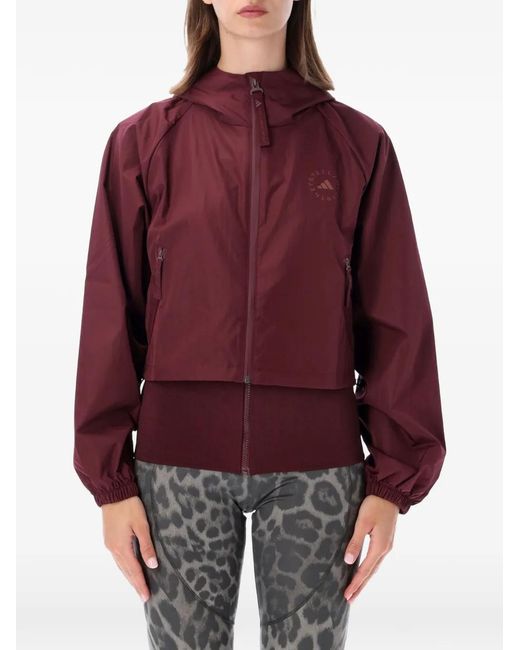 Adidas By Stella McCartney Red Logo-Print Hooded Jacket
