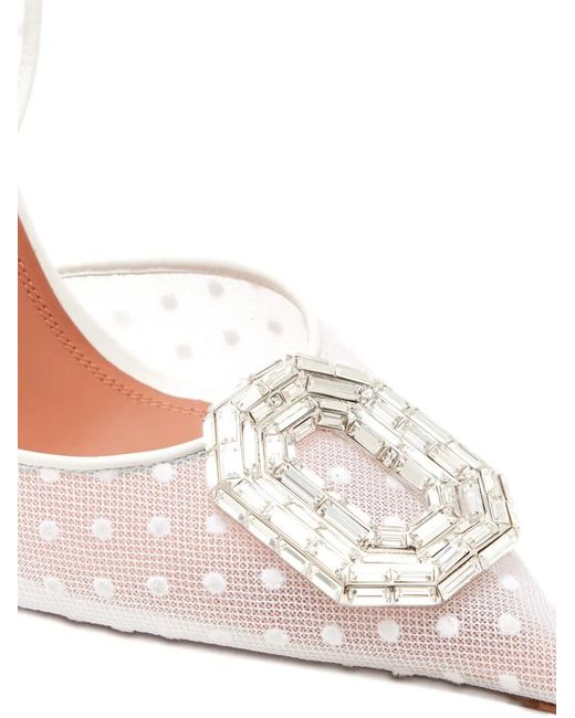 AMINA MUADDI White Camelia Sling 90 Polka-Dot Crystal-Embellished Pumps