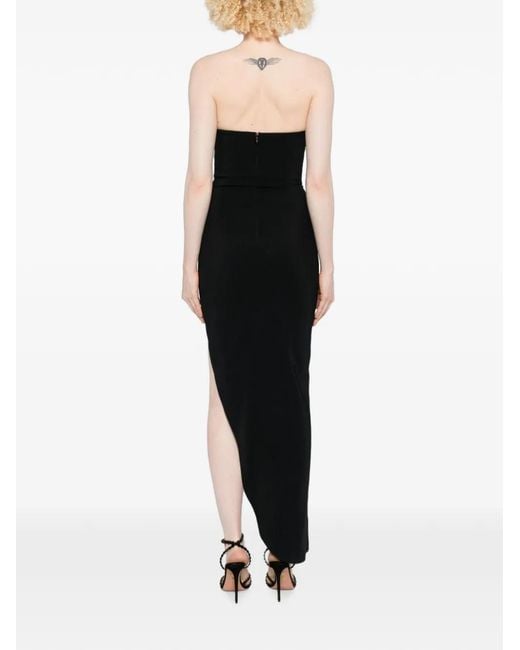 ROOM76 Black Asymmetrical-Hem Strapless Maxi Dress