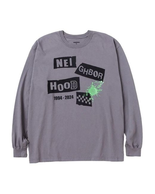 Neighborhood Gray Graphic-Print Long-Sleeve T-Shirt for men