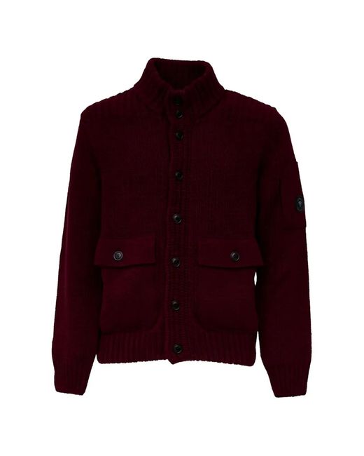 C P Company Red Lens Button-Up Cardigan for men