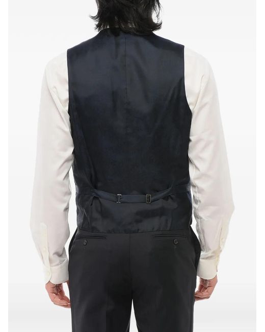 Corneliani Blue Satin-Detail Shawl-Lapel Waistcoat for men