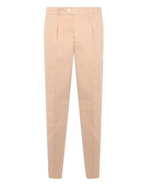 Brunello Cucinelli Natural Buttoned Pleated Trousers for men
